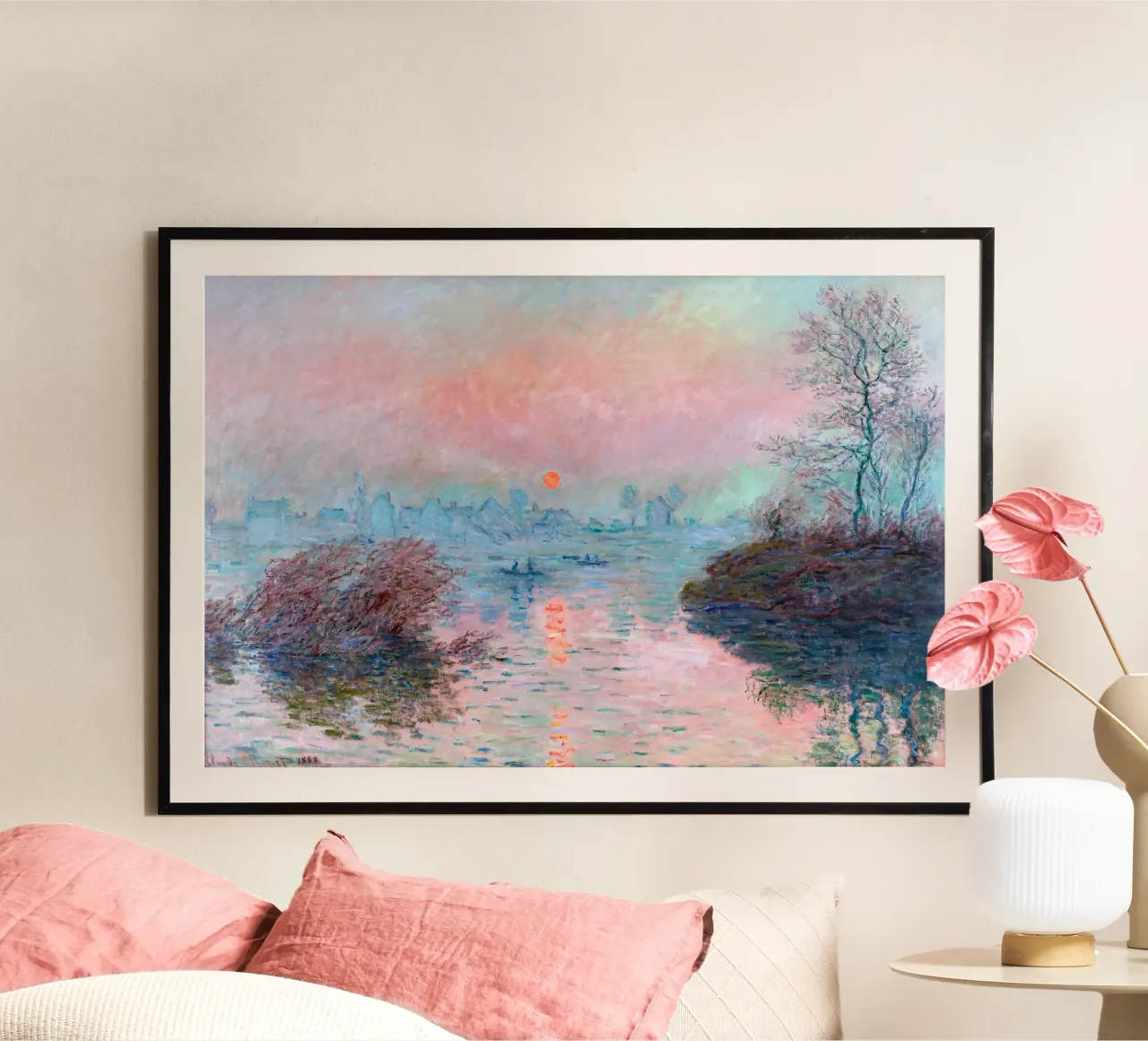 Monet - Sunset on the seine at lavacourt carta hahnemühle da apoloprints