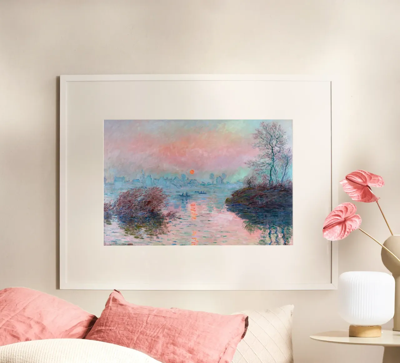 Monet - Sunset on the seine at lavacourt carta hahnemühle da apoloprints
