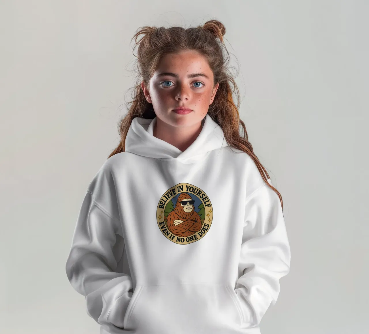 Believe in yoursel - Bigfoot kids hoodie by Loobs