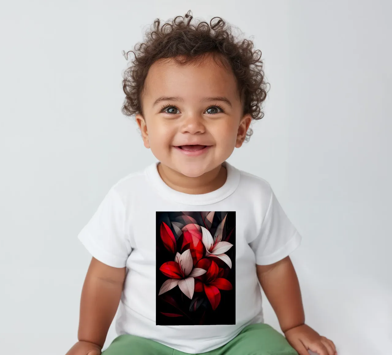 Red Flowers baby t-shirt by Justyna Jaszke JBJart