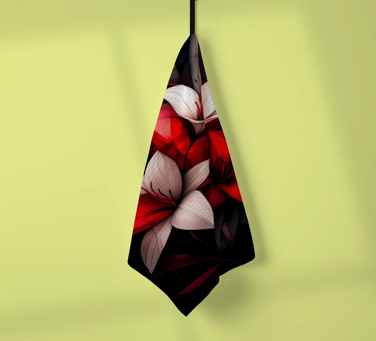 Red Flowers tea towel by Justyna Jaszke JBJart