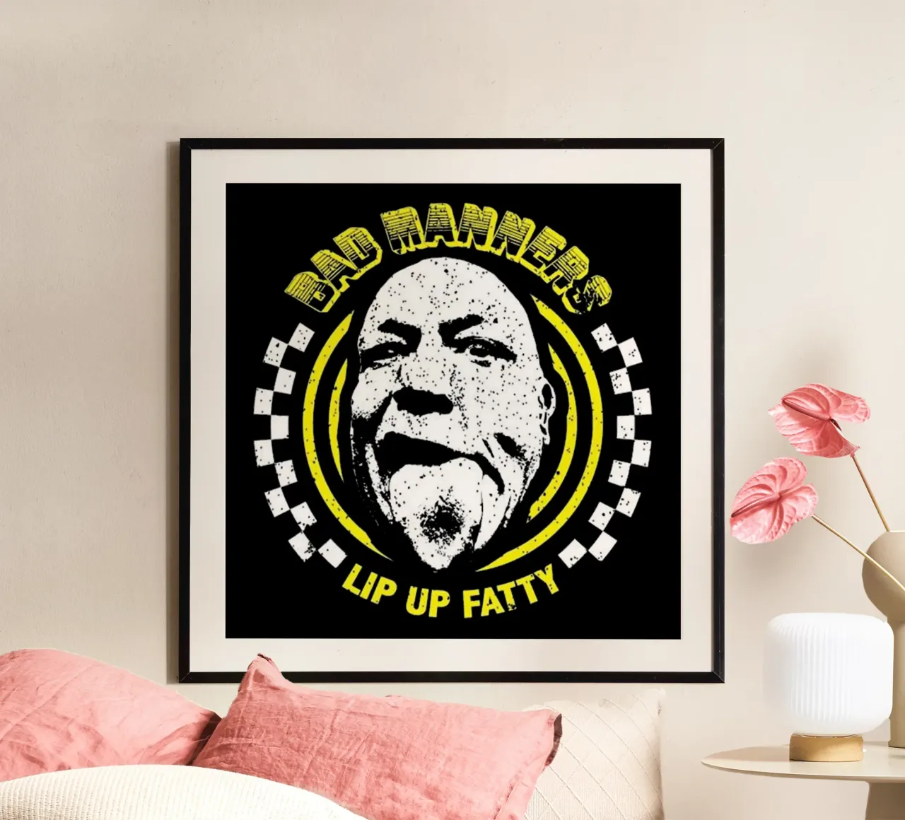 Bad Manners - Lip Up Fatty poster con telaio in legno da lovelouie