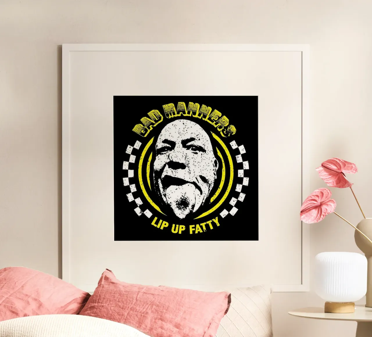 Bad Manners - Lip Up Fatty poster con telaio in legno da lovelouie