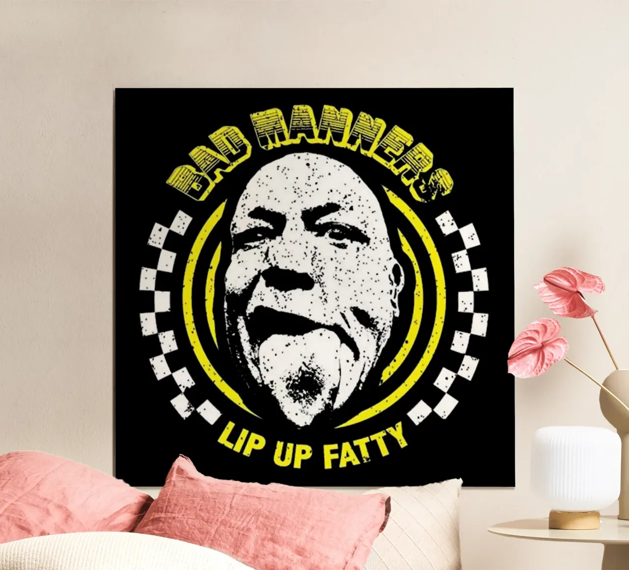 Bad Manners - Lip Up Fatty poster con telaio in legno da lovelouie