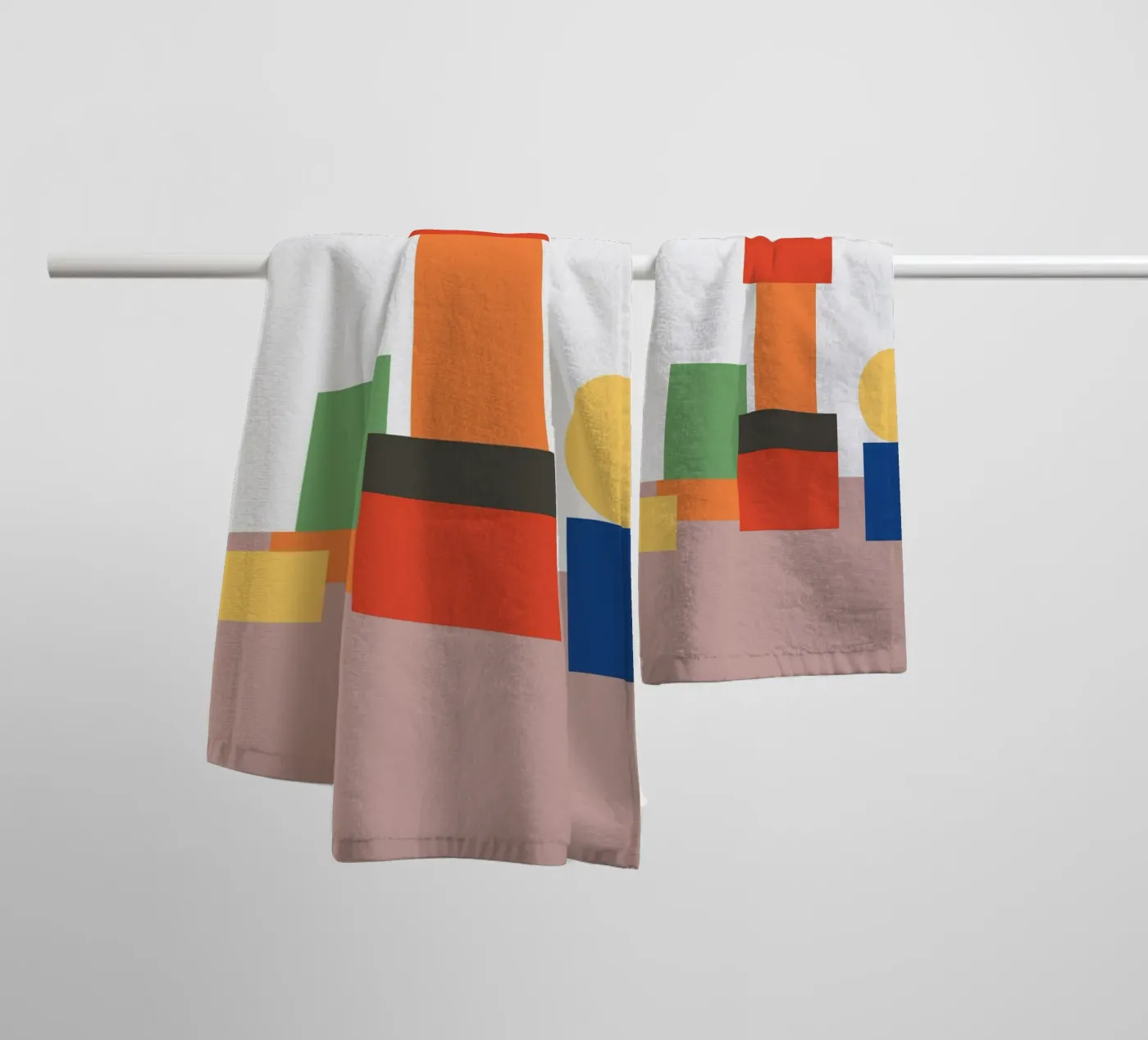 Geometrisch stapelblok badhanddoek van galihstudio
