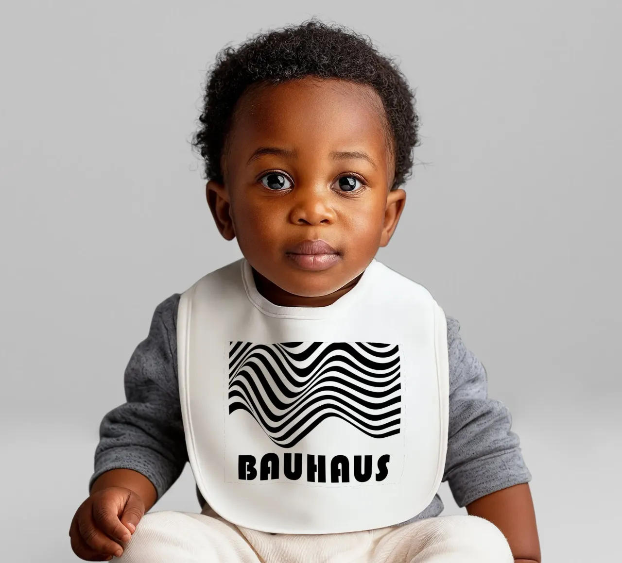 Bauhaus Waves - Poster op-art in bianco e nero moderno bavaglino da Studio Vibe