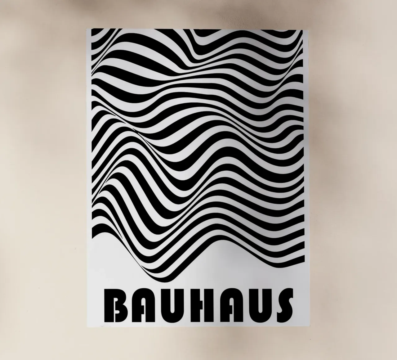 Bauhaus Waves - Poster op-art in bianco e nero moderno pellicola backlit da Studio Vibe