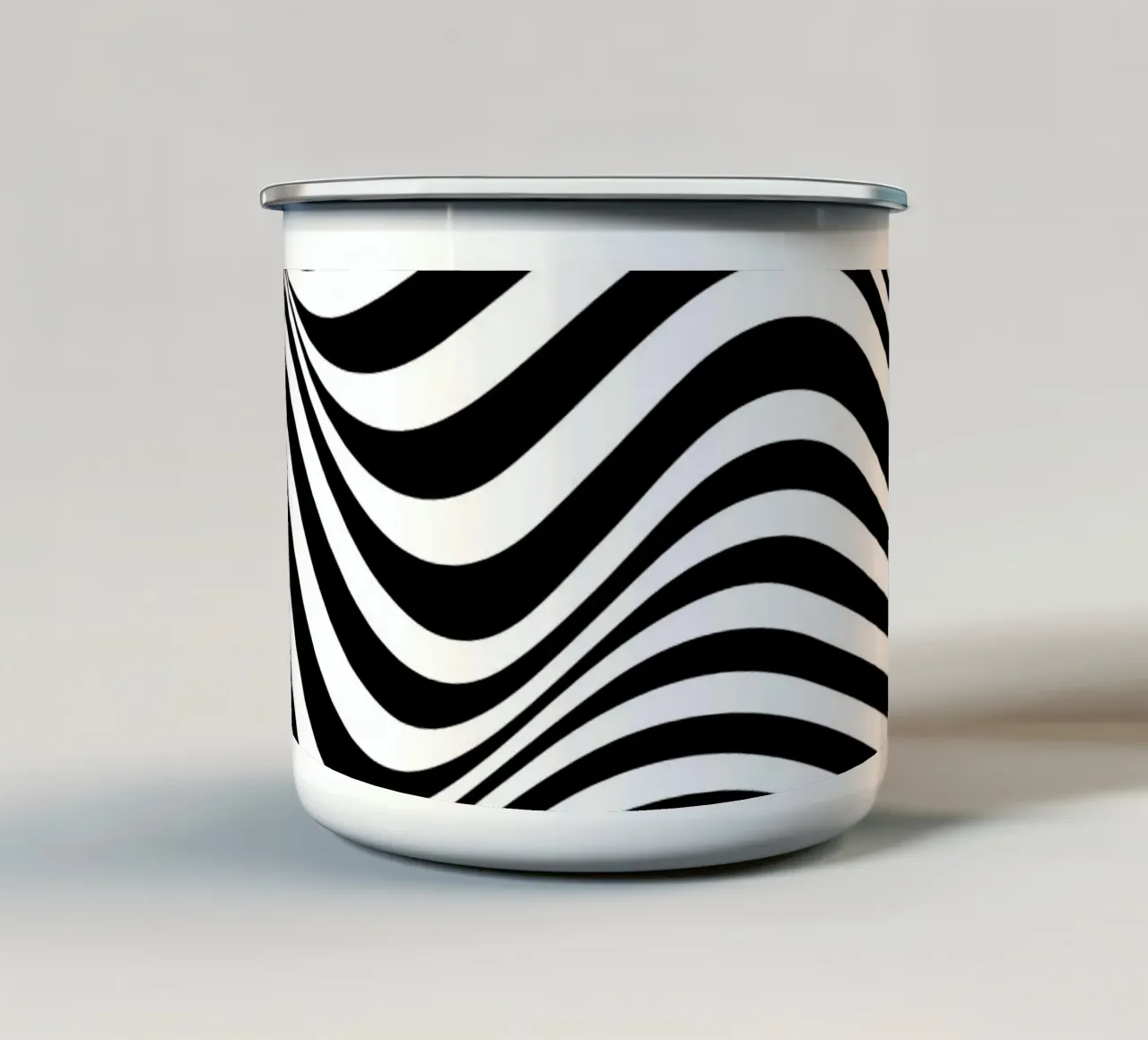 Bauhaus Waves - Poster op-art in bianco e nero moderno tazza in smalto da Studio Vibe