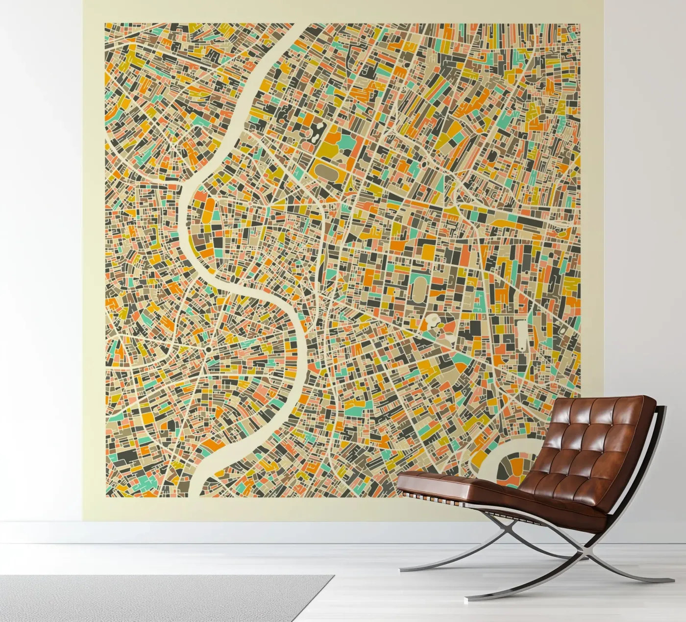 Bangkok Map fotobehang van Jazzberry Blue