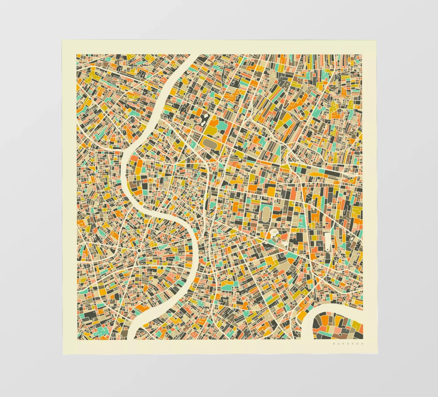 Bangkok Map fotobehang van Jazzberry Blue