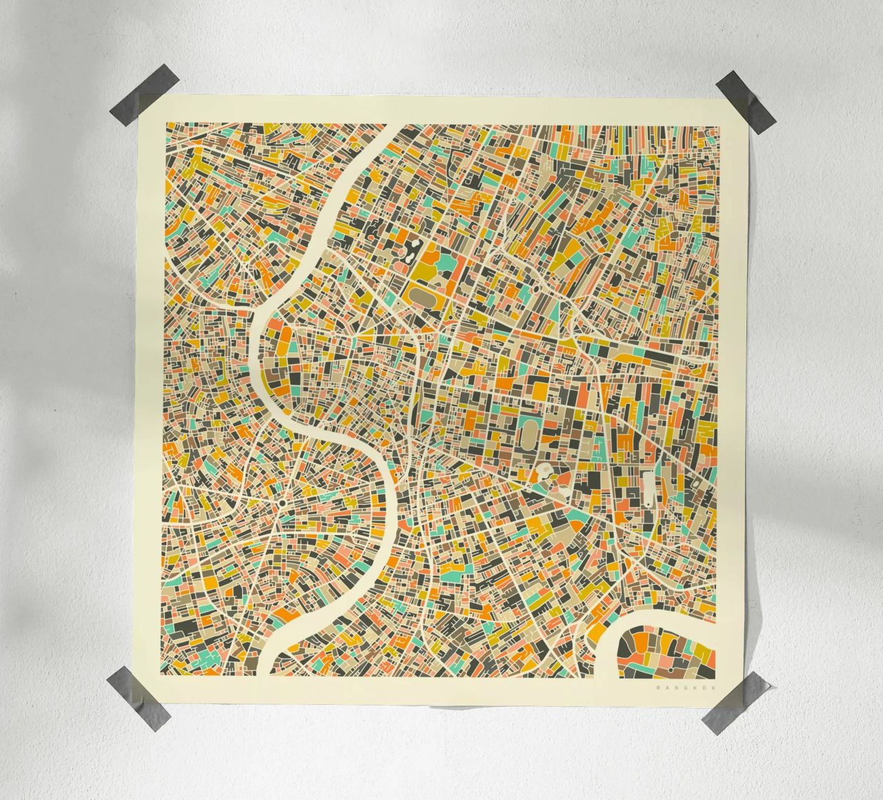 Bangkok Map poster de Jazzberry Blue