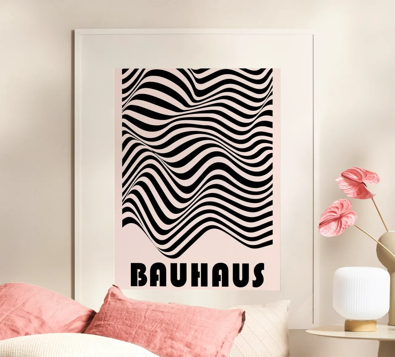 Poster murale Bauhaus Wave Lines | Op Art poster con telaio in alluminio da Studio Vibe