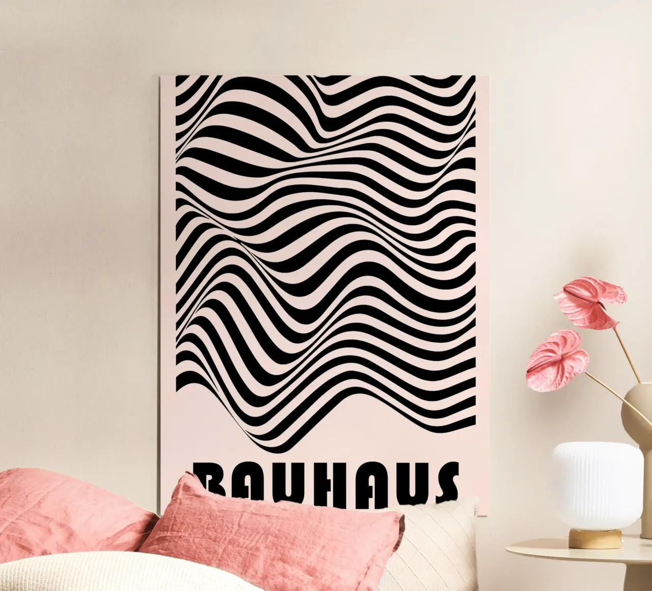 Poster murale Bauhaus Wave Lines | Op Art poster con telaio in alluminio da Studio Vibe