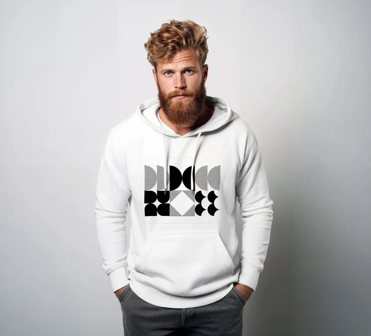 Minimal Geometric Black & White hoodie by Studio Vibe