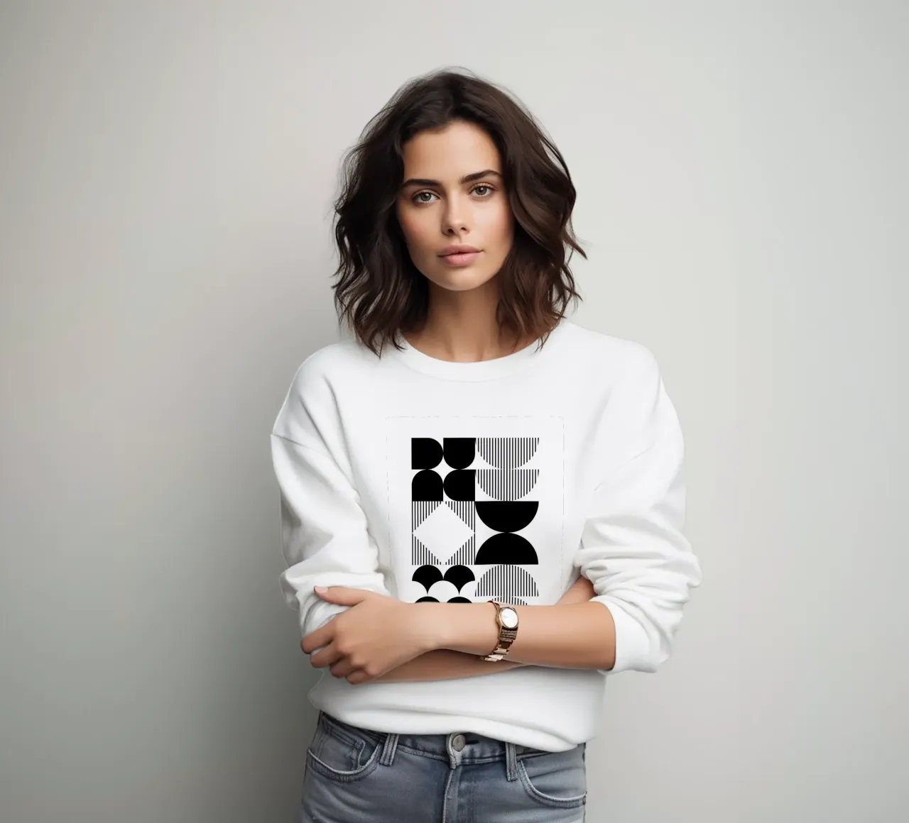 Minimalistisch geometrisch Schwarz & Weiß Sweatshirt von Studio Vibe