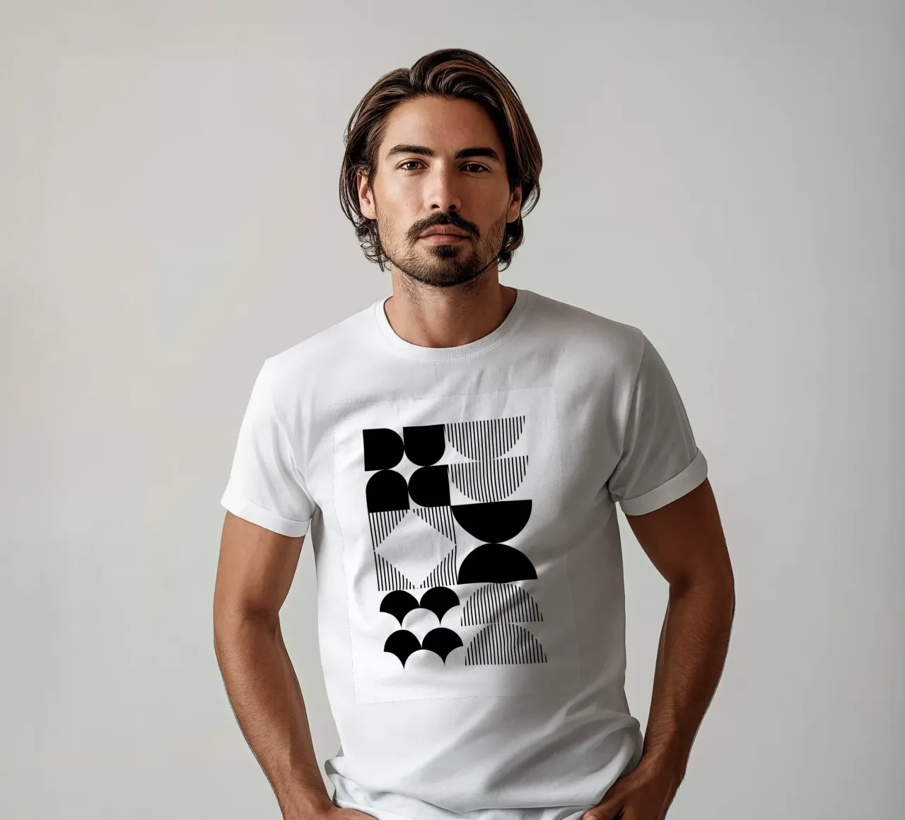 Minimal Geometrico in bianco e nero t-shirt da Studio Vibe