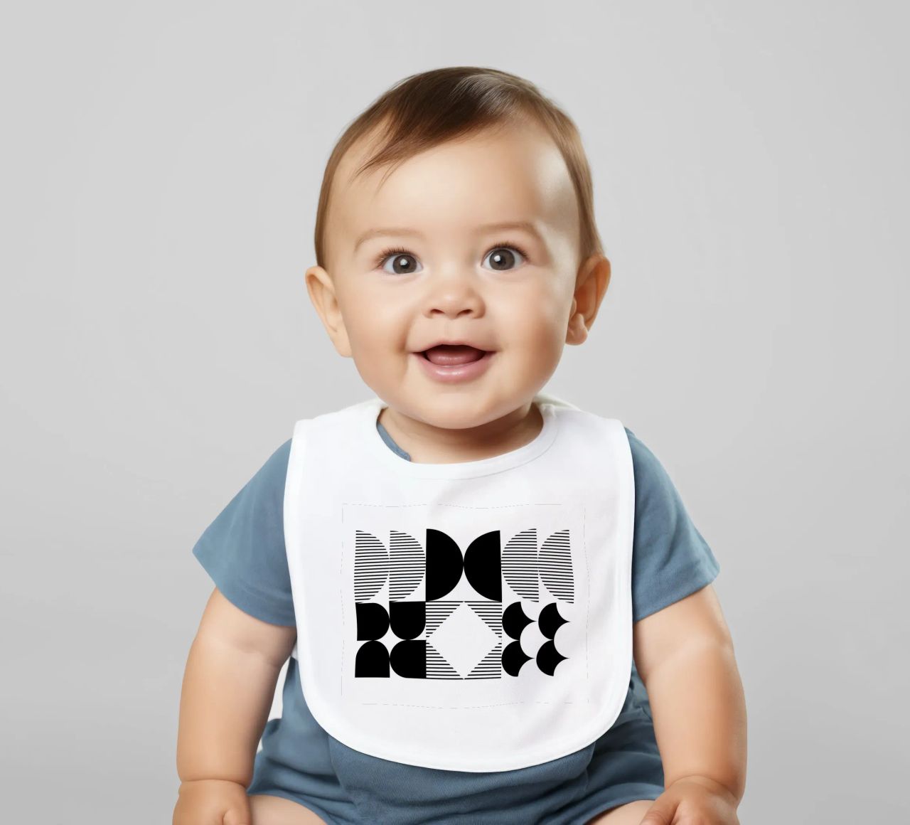 Minimalistisch geometrisch Schwarz & Weiß Babylätzchen von Studio Vibe