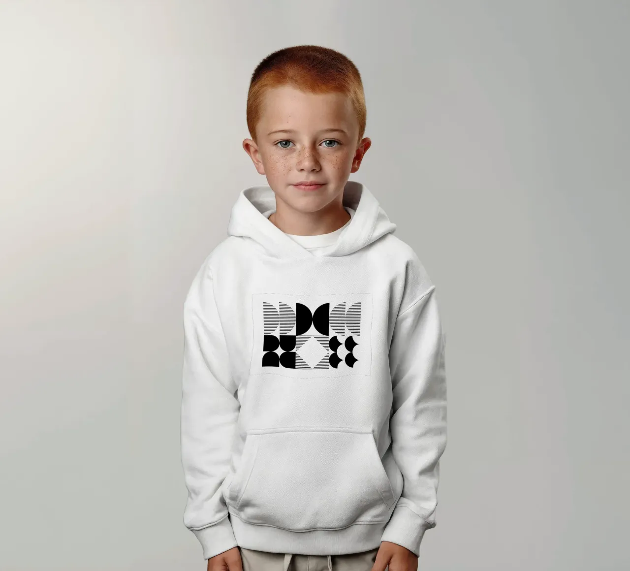 Minimal Geometrico in bianco e nero felpa bambino con cappuccio da Studio Vibe
