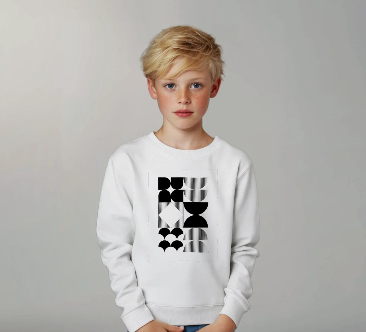 Minimal Geometrico in bianco e nero felpa bambino da Studio Vibe