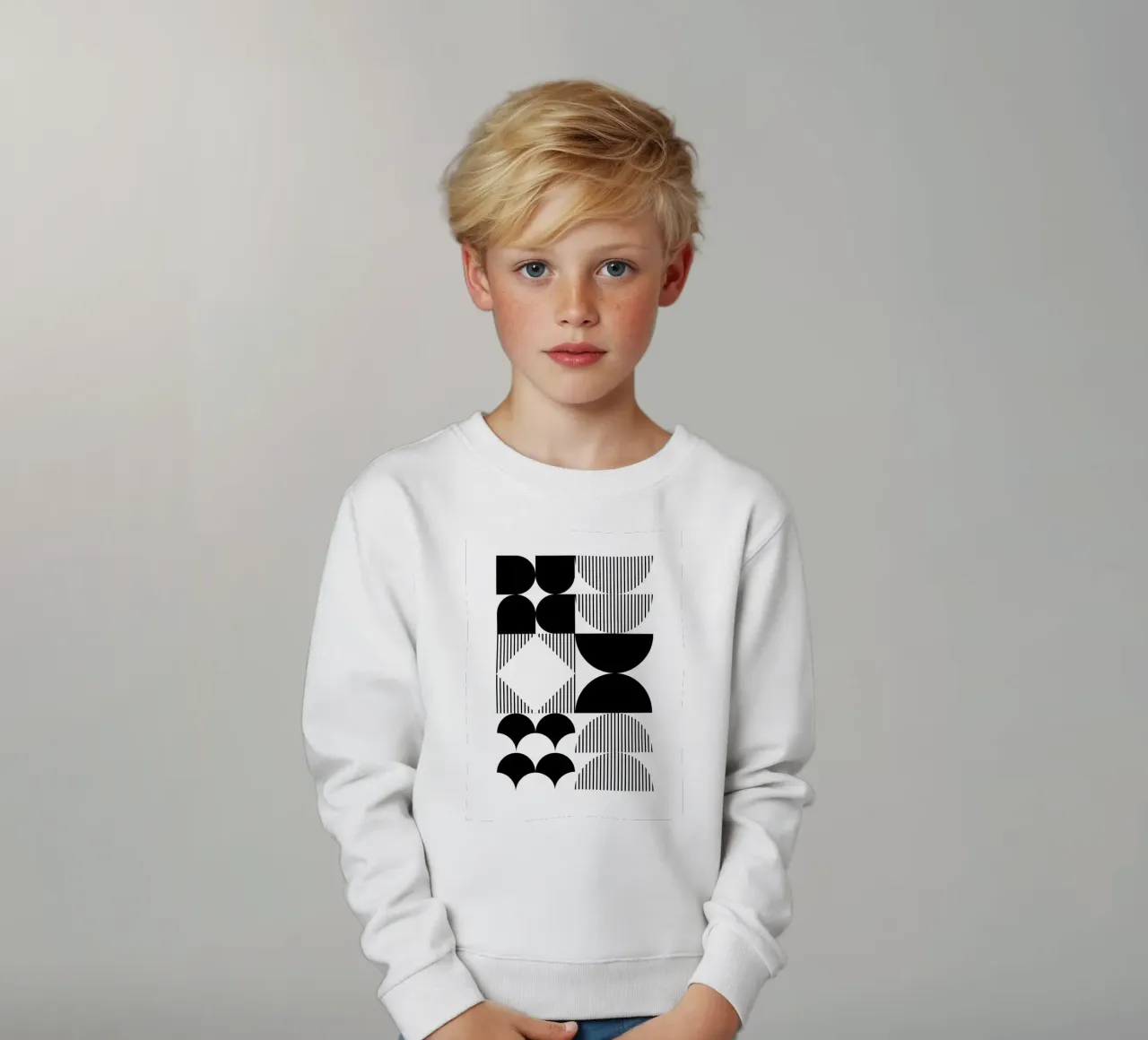 Minimal Geometrico in bianco e nero felpa bambino da Studio Vibe