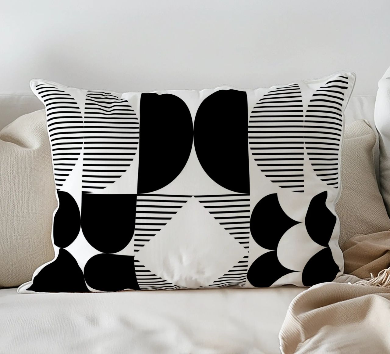 Minimal Geometrico in bianco e nero cuscino da Studio Vibe
