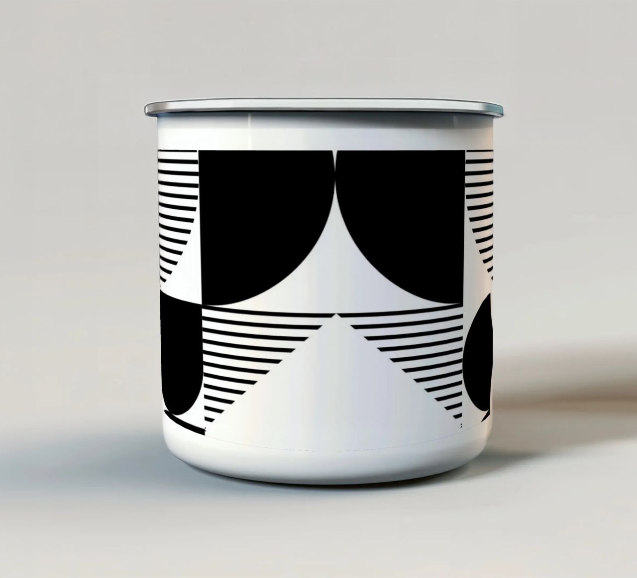 Minimalistisch geometrisch Schwarz & Weiß Emaille Tasse von Studio Vibe