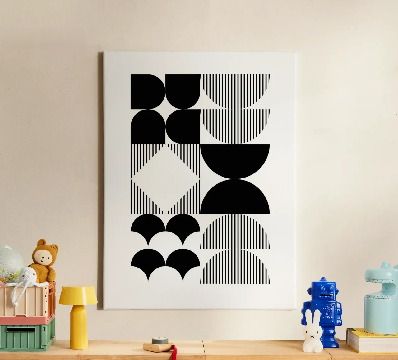 Minimal Geometrico in bianco e nero tela da Studio Vibe