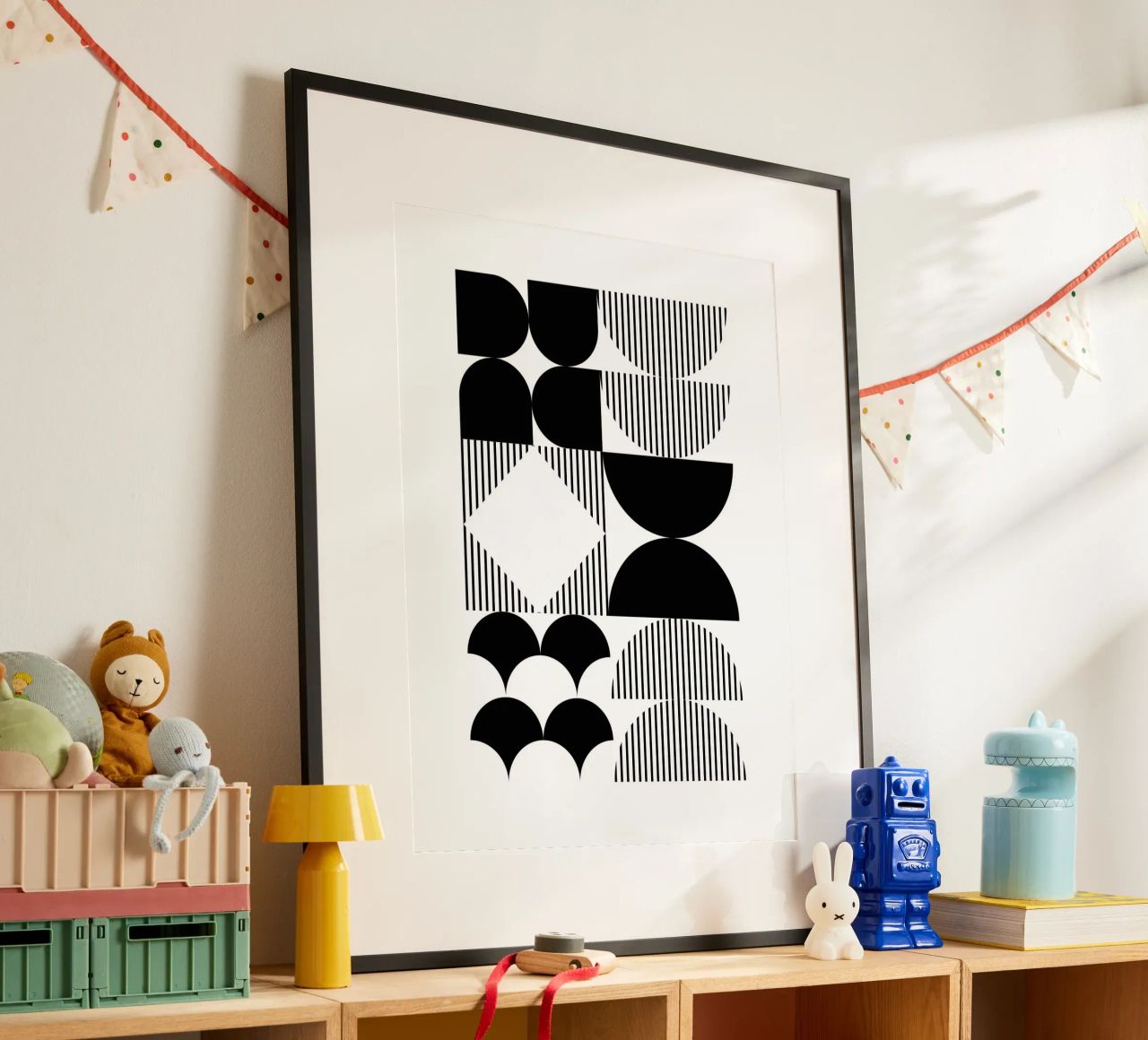 Minimalistisch geometrisch Schwarz & Weiß Poster von Studio Vibe
