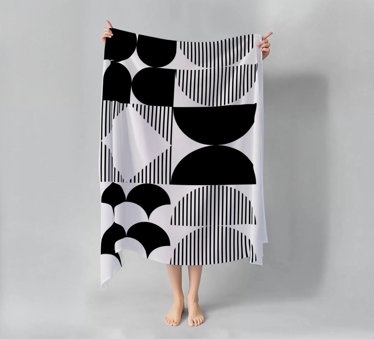 Minimal Geometrico in bianco e nero telo mare da Studio Vibe