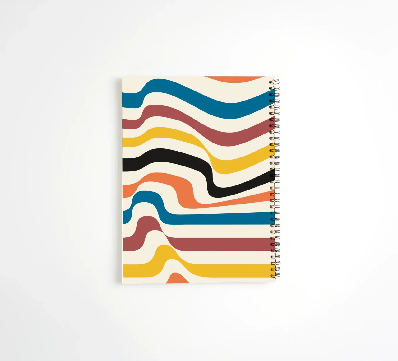 Retro waves poster - Bauhaus inspired design modern spiral notebook by Studio Vibe
