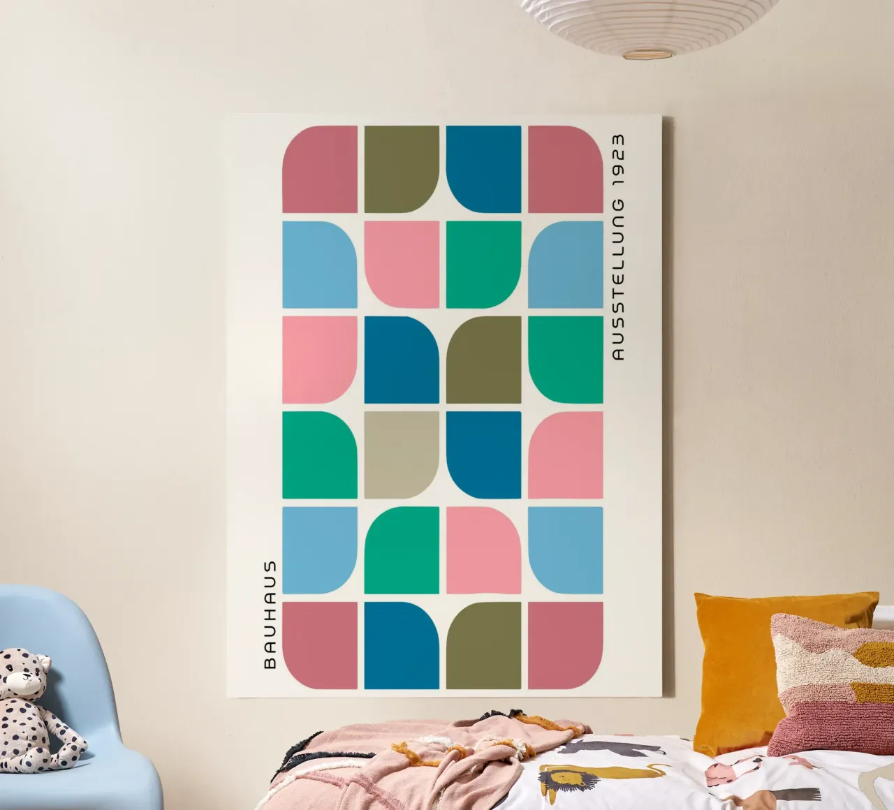 Bauhaus Pattern Poster - Geometric & colourful 1923 canvas with Floater frame by Studio Vibe
