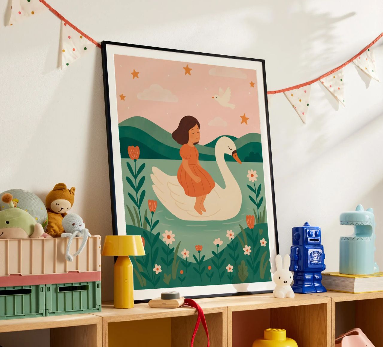 La petite fille et le cygne poster de kokoprint