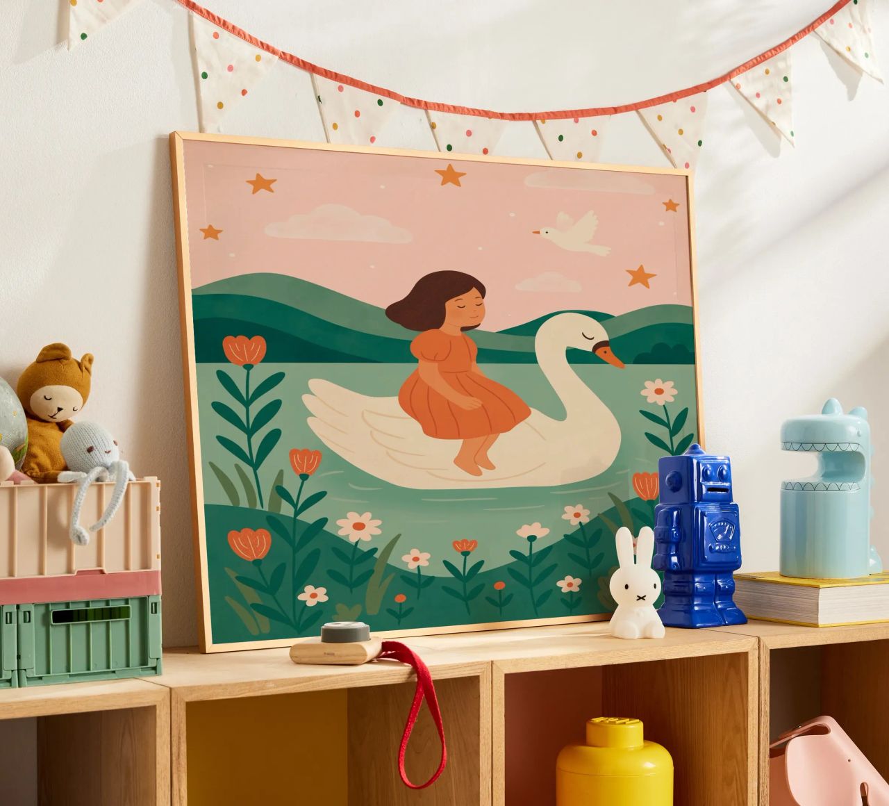 La petite fille et le cygne poster de kokoprint