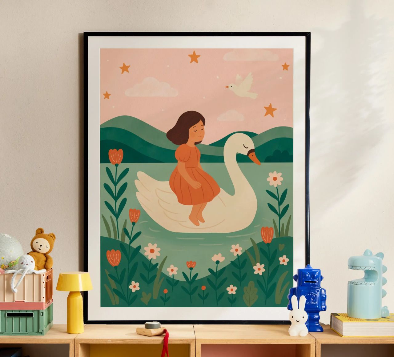 La petite fille et le cygne poster de kokoprint