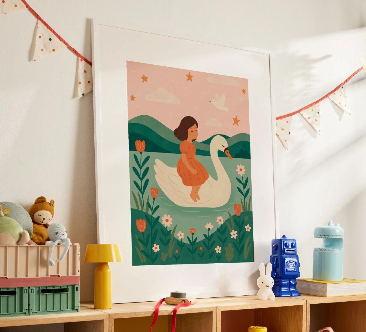 La petite fille et le cygne poster de kokoprint