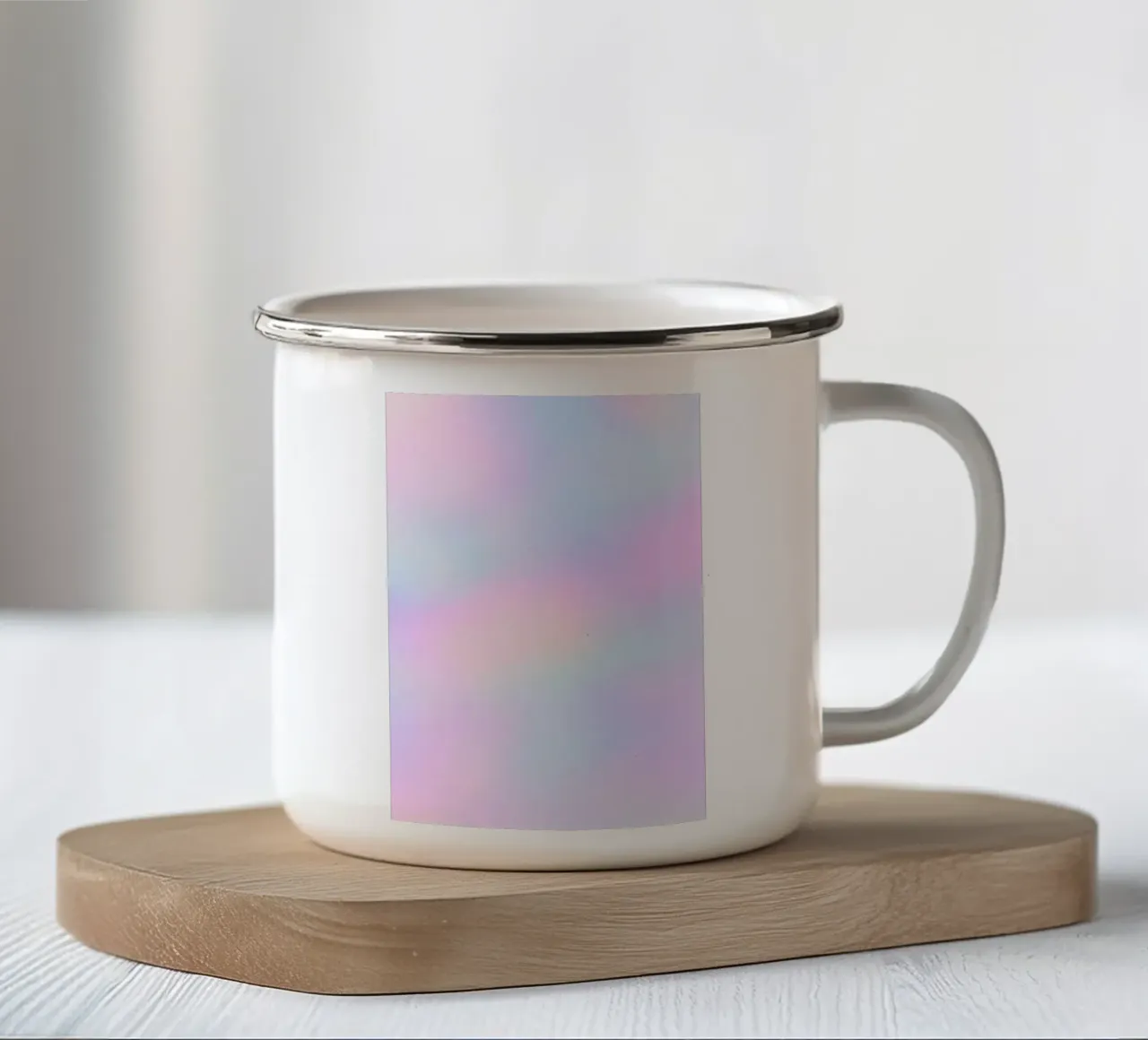 Harmonie Céleste - Gradienti di blu cielo, rosa, beige e viola tazza in smalto da studiofox