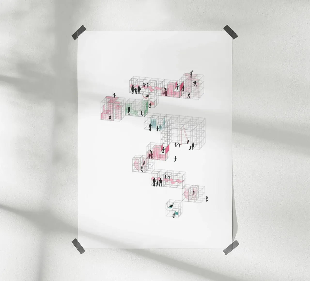 Playground Tetris | Press Play Stampa d'arte originale poster con telaio in alluminio da Press Play Art Prints