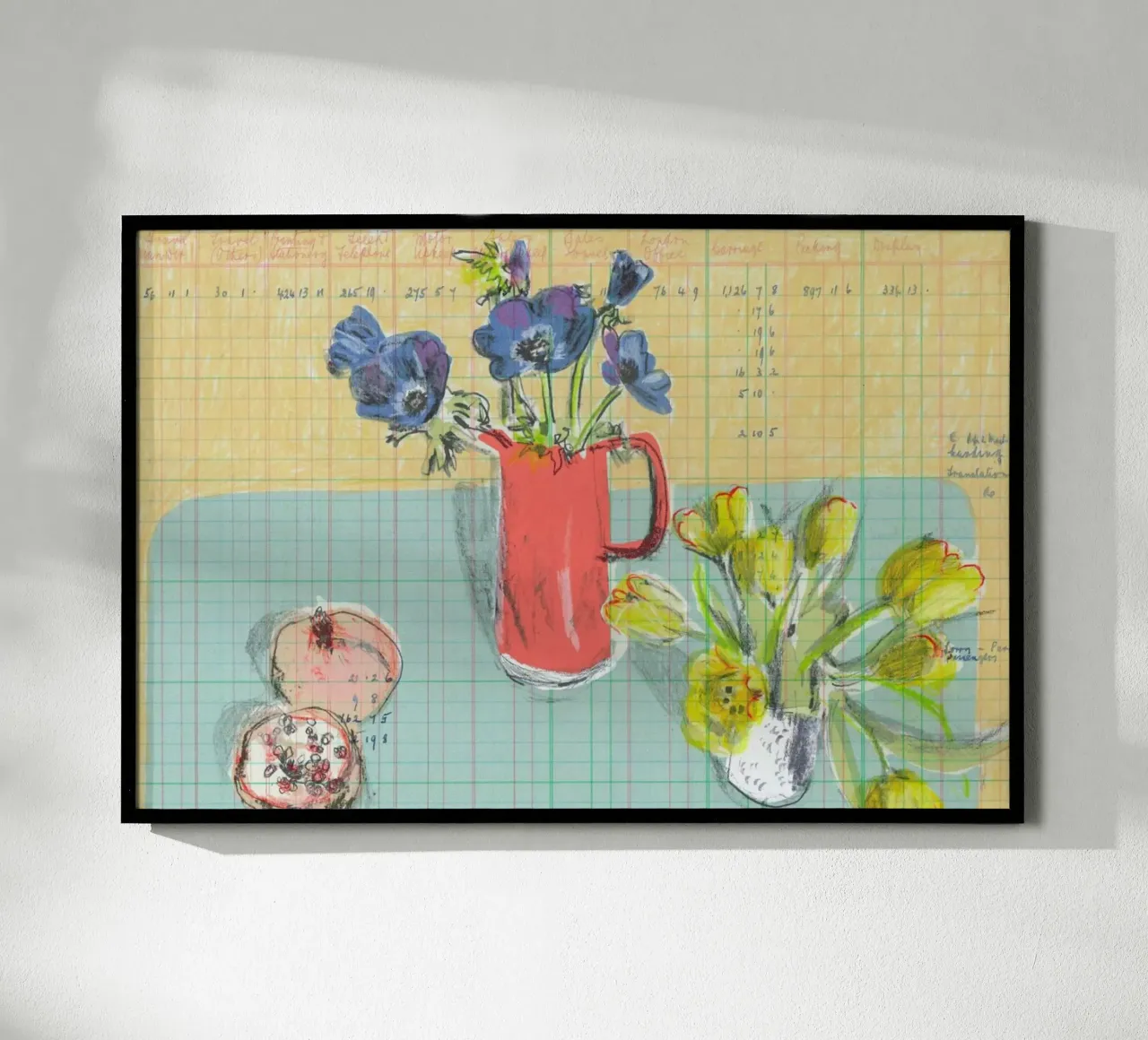 Pomegranate Still Life poster con telaio in legno da Stars Above Us