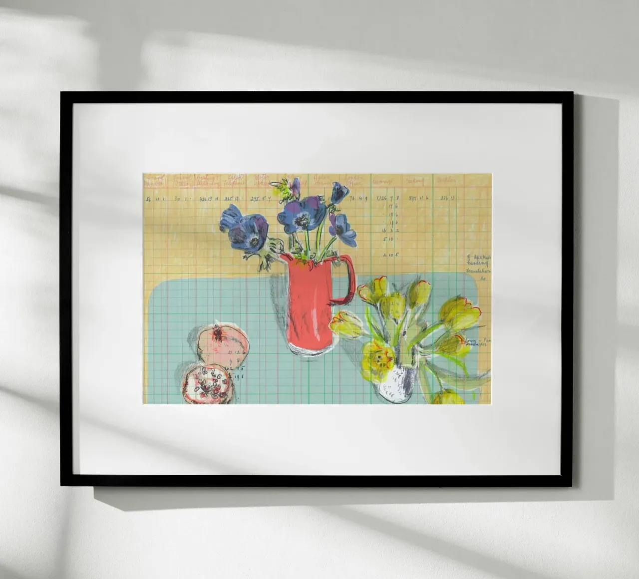 Pomegranate Still Life poster con telaio in legno da Stars Above Us