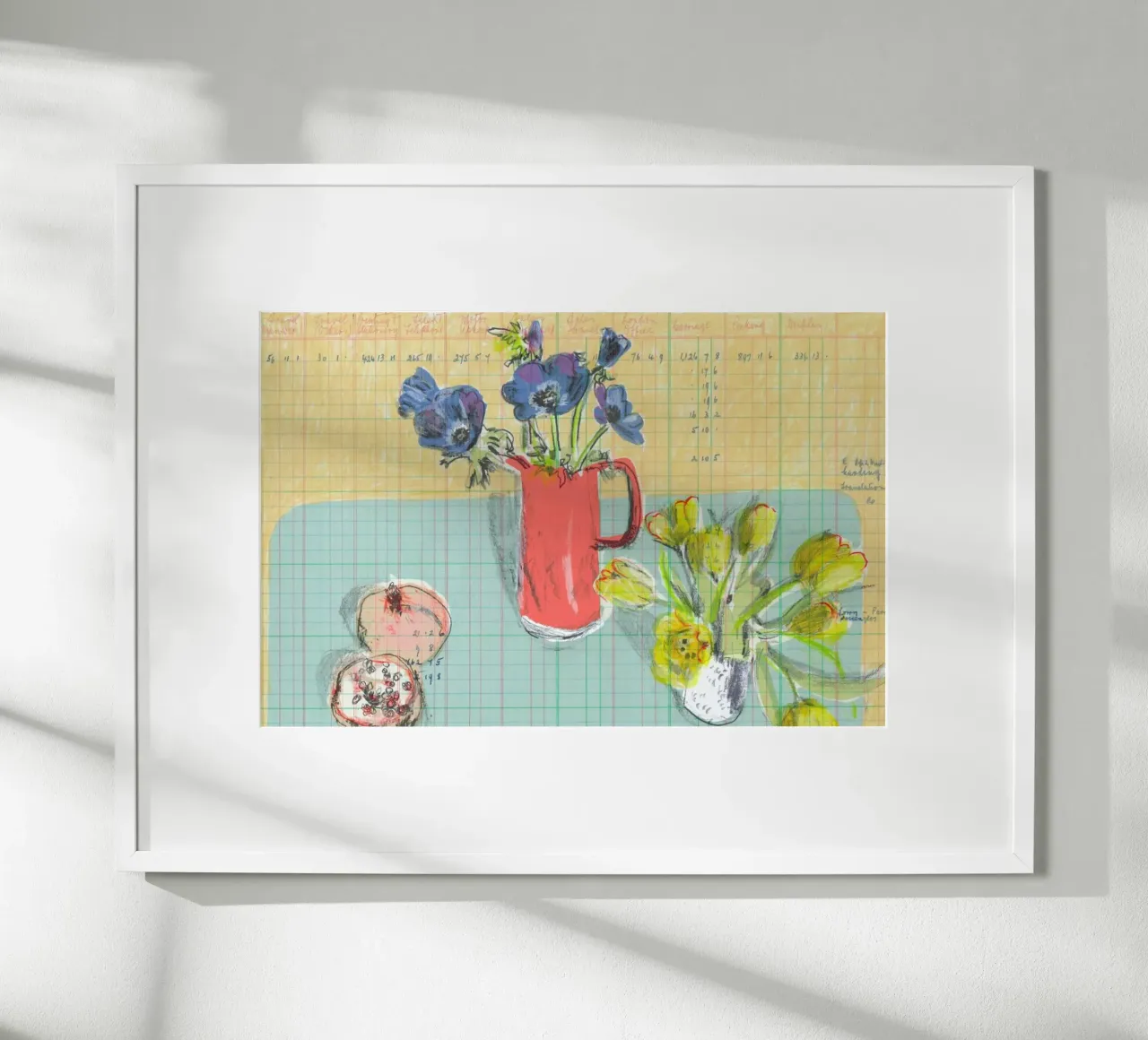 Pomegranate Still Life poster con telaio in legno da Stars Above Us