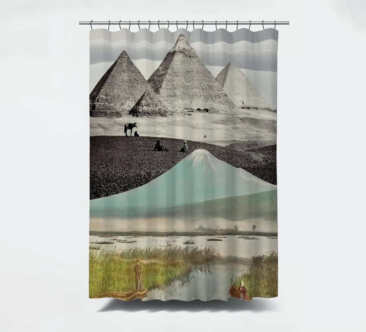 Elsewhere All At Once | Press Play Art Print Collage Remix tenda da doccia da Press Play Art Prints