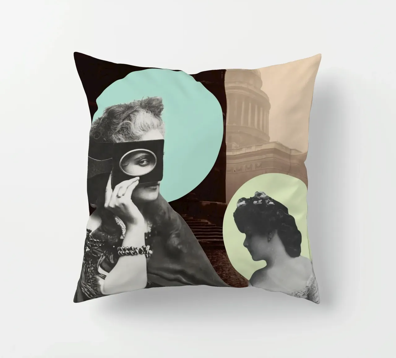 Muses & Moonlight | Press Play Art Print Collage Remix decorative cushion by Press Play Art Prints
