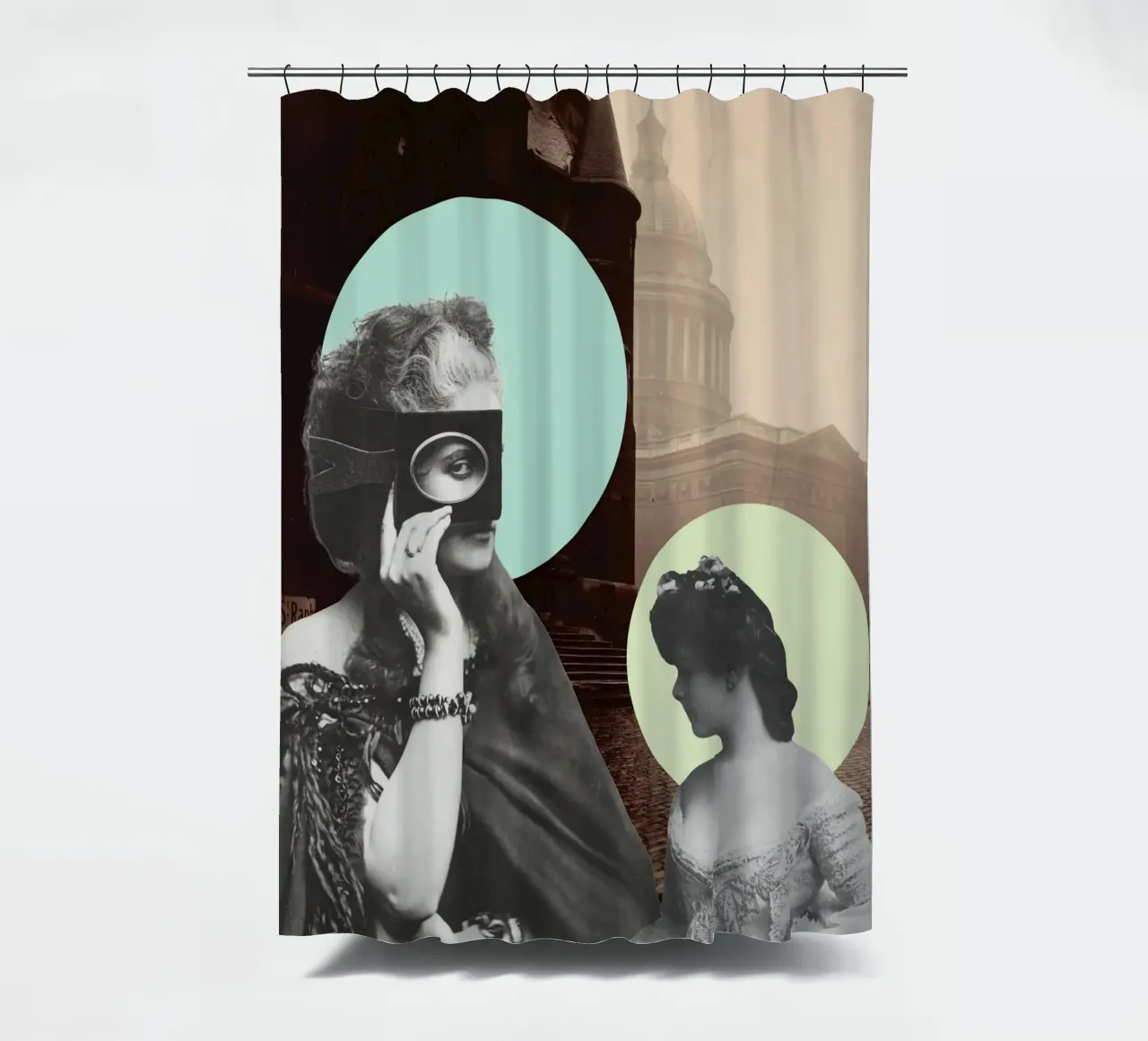 Muses & Moonlight | Press Play Stampa d'arte Collage Remix tenda da doccia da Press Play Art Prints
