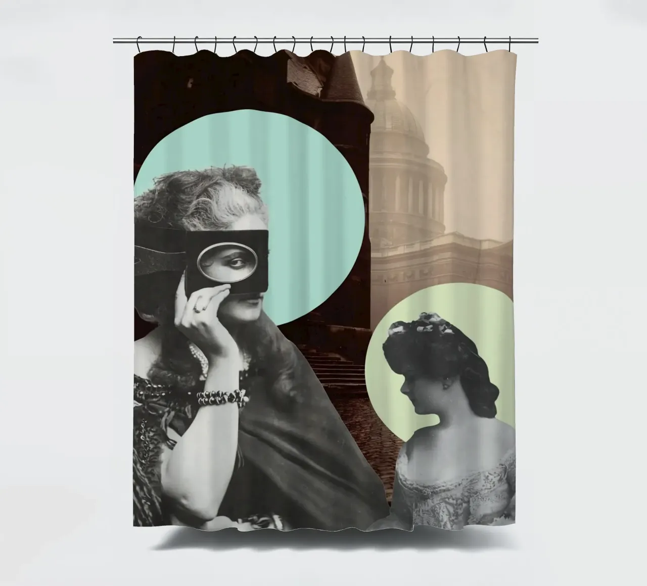 Muses & Moonlight | Press Play Stampa d'arte Collage Remix tenda da doccia da Press Play Art Prints