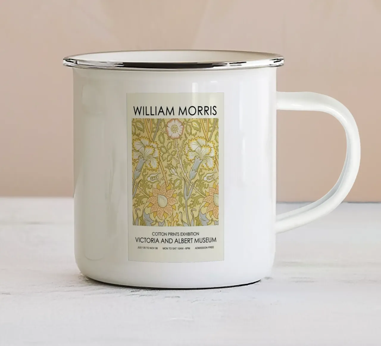 william morris-fiori in fiore con foglie spesse tazza in smalto da william art