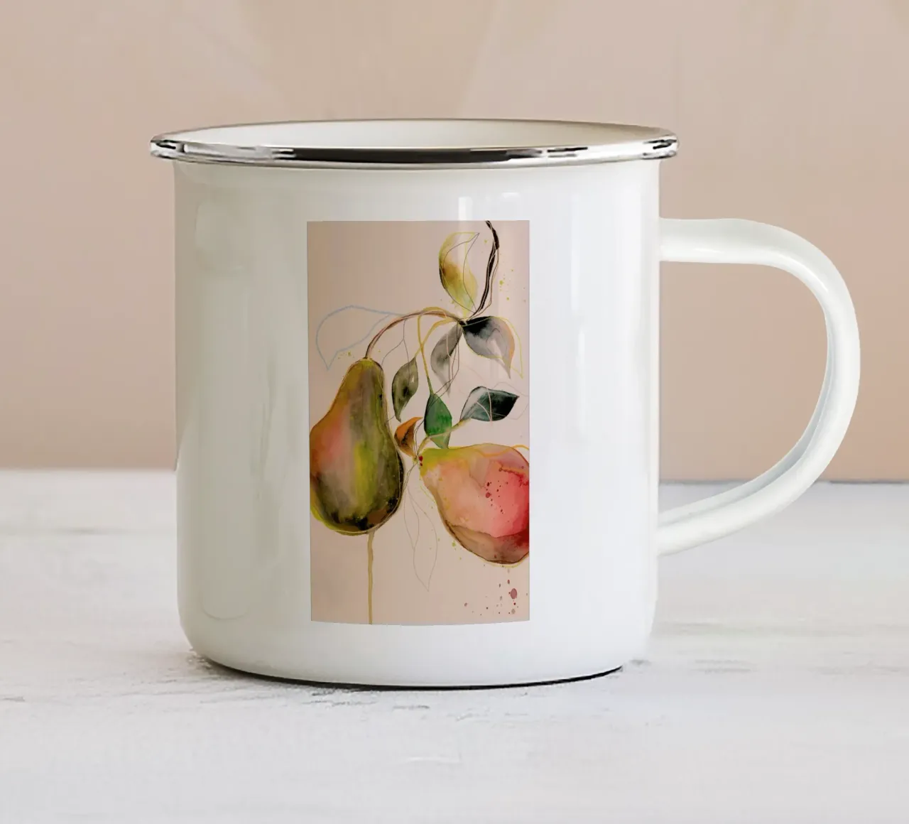 Pear 01 emaille mok van Leigh Viner