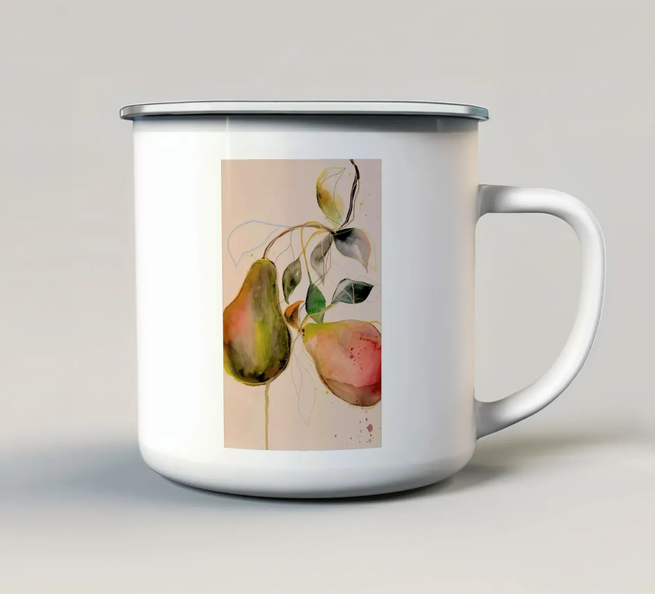 Pear 01 Emaille Tasse von Leigh Viner