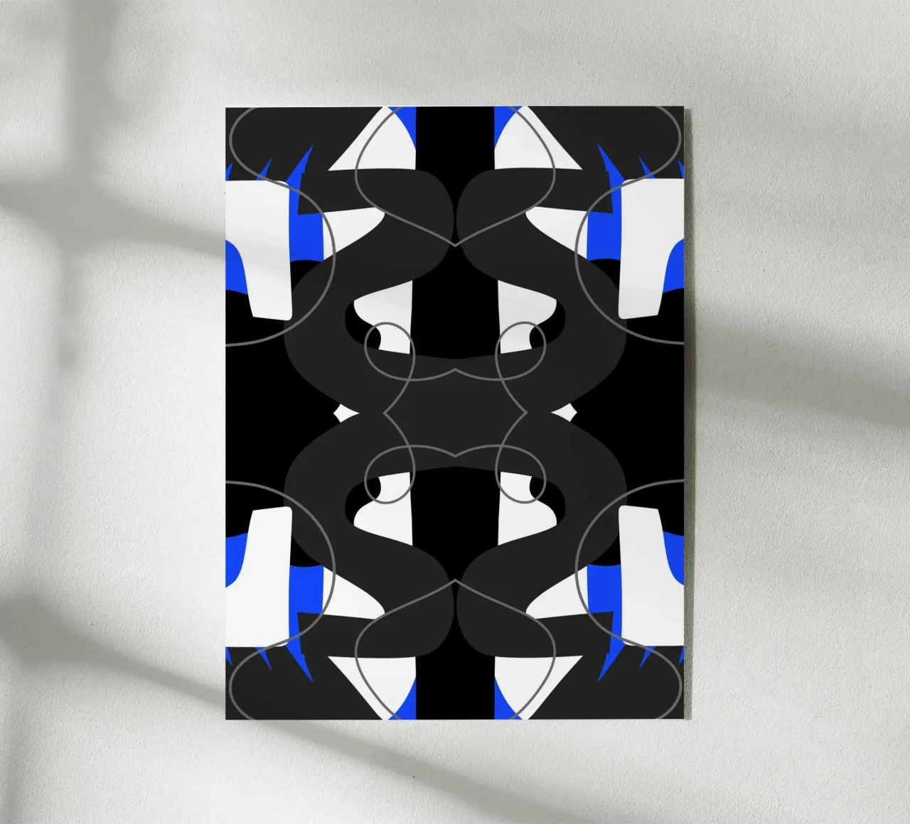 Blauwe en zwarte symmetrie acryl van Little Dean