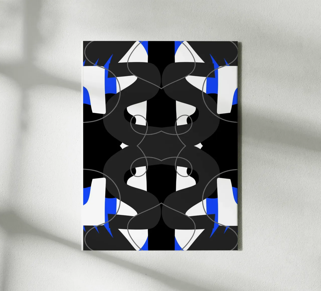 Blauwe en zwarte symmetrie canvas met Baklijst van Little Dean