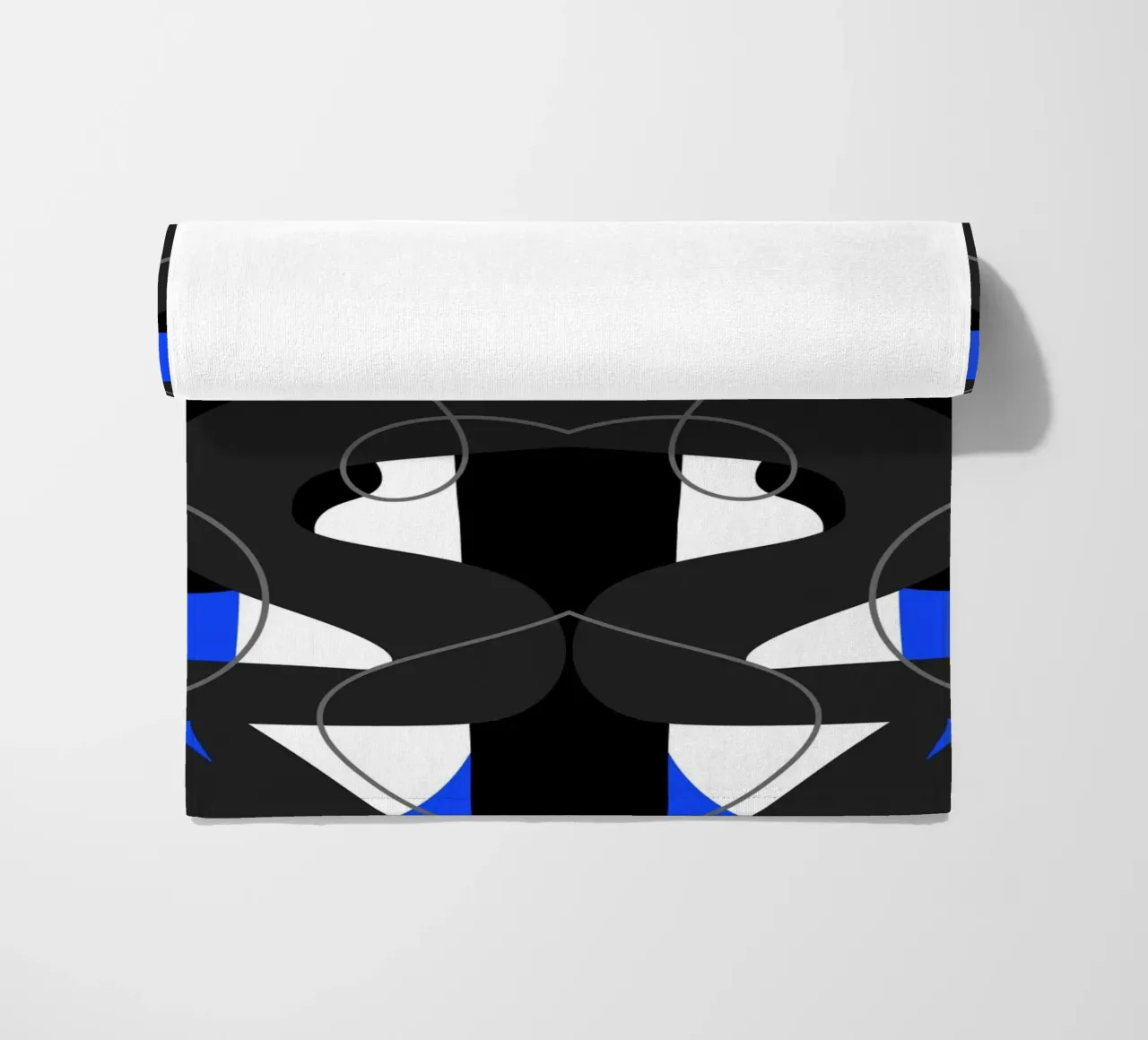 Blauwe en zwarte symmetrie strandhanddoek van Little Dean